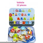 Elloapic Lacing Beads Stringing Beads with 12pcs big Beads Preschool Fine Motor Skills Toys for Toddler Vehicle Cars Vehicle Cars B075GNFLS5